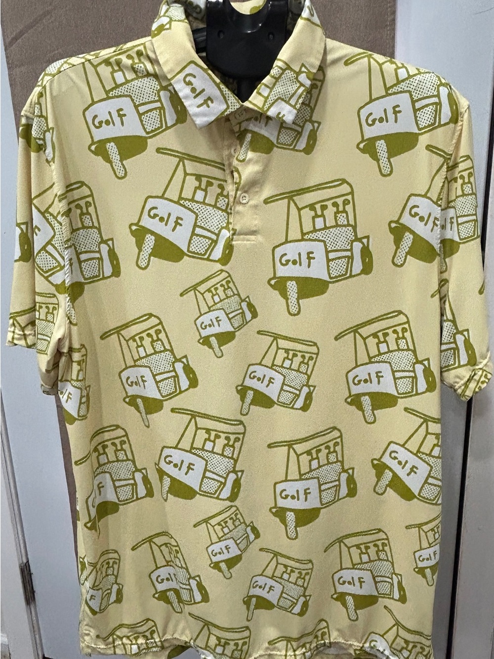 Ost Golf Cart Print Polo - Yellow/Olive